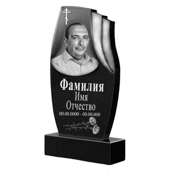 Фигурный памятник с рельефными резными складками из гранита KP-21046