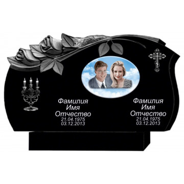 Памятники на двоих с резными розами из гранита KP-20485
