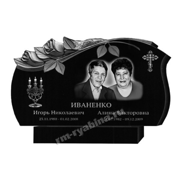 Памятники на двоих с резными розами из гранита KP-20485