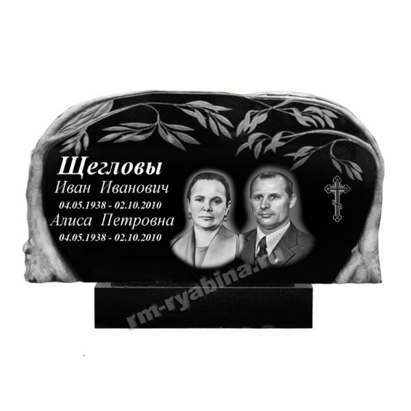 Памятники на двоих с деревом ива из гранита KP-20478