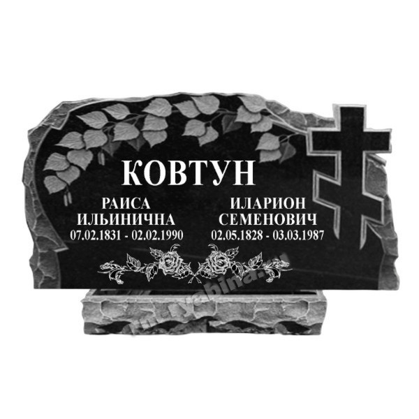 Памятник на двоих с веточкой березы из гранита KP-20474