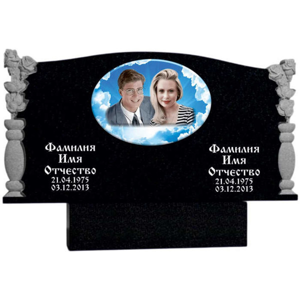 Памятник на двоих с двумя розами KP-20461