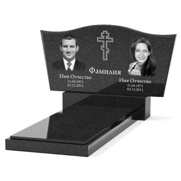 Памятник из гранита горизонтальный для двоих KP-20491