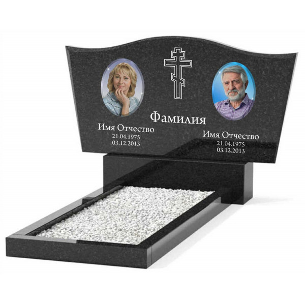 Памятник из гранита горизонтальный для двоих KP-20491