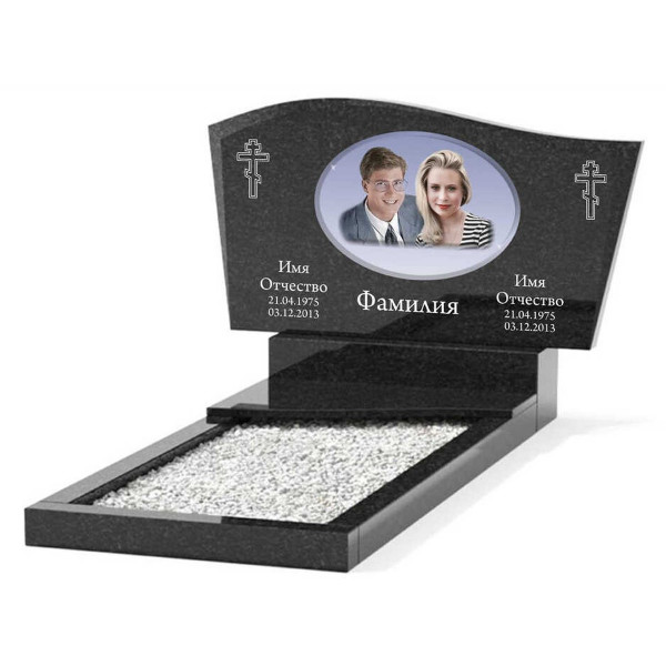 Памятник из гранита горизонтальный для двоих KP-20492