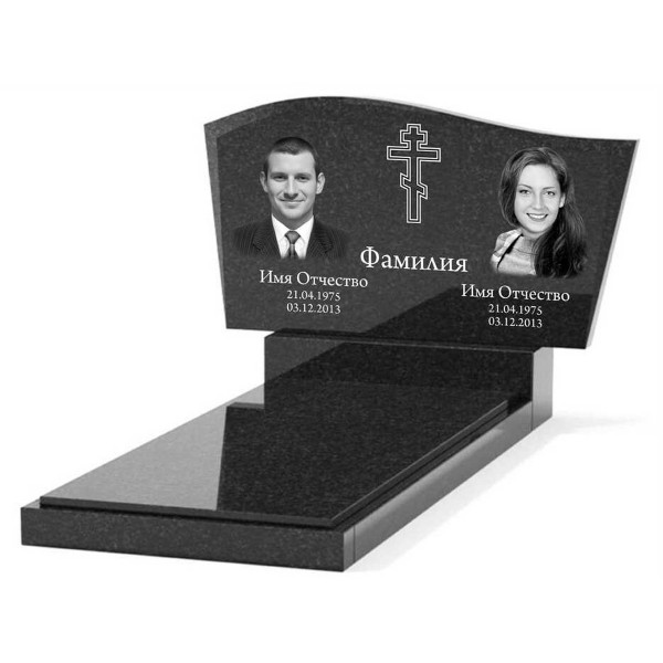 Памятник из гранита горизонтальный для двоих KP-20492