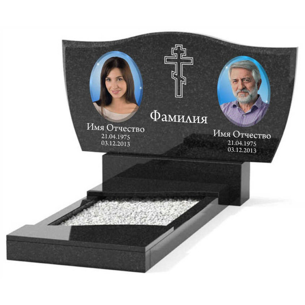 Памятник из гранита горизонтальный для двоих KP-20493