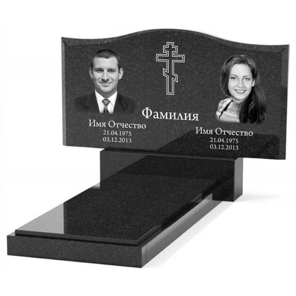 Памятник из гранита горизонтальный для двоих KP-20490