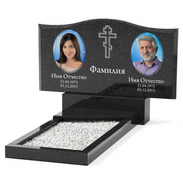 Памятник из гранита горизонтальный для двоих KP-20490