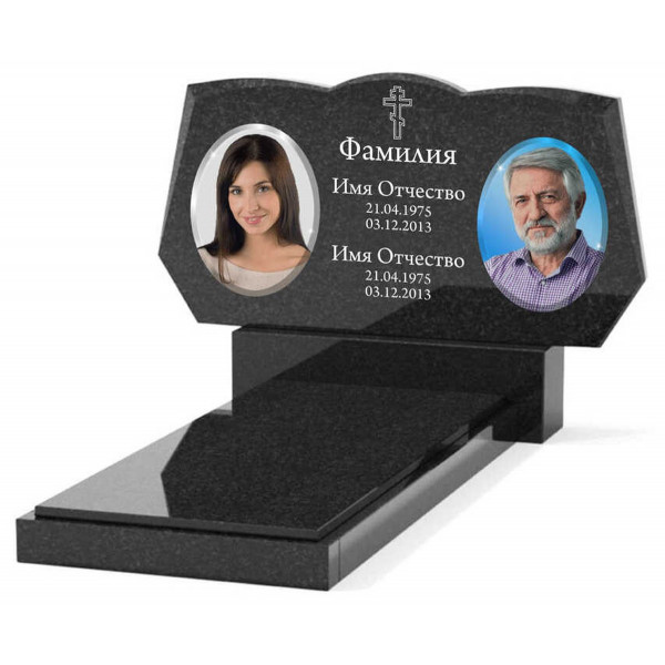 Памятник из гранита горизонтальный для двоих KP-20494