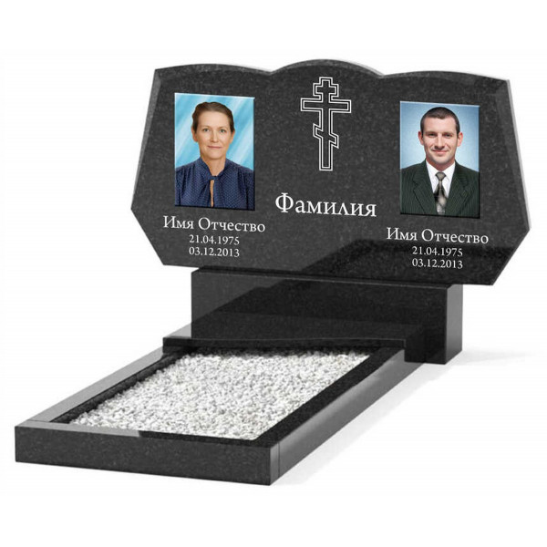 Памятник из гранита горизонтальный для двоих KP-20494