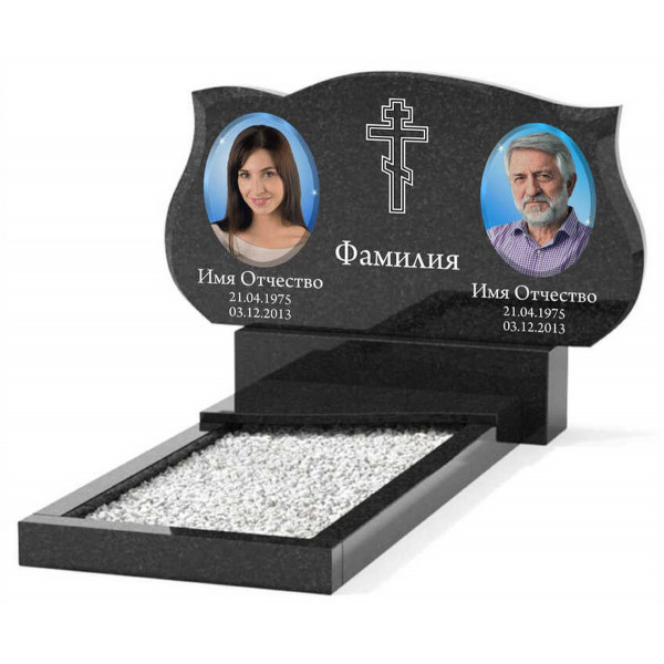 Памятник из гранита горизонтальный для двоих KP-20495