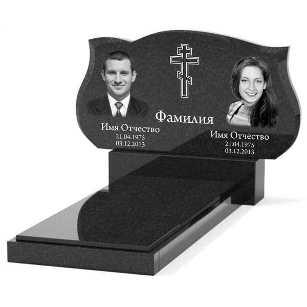 Памятник из гранита горизонтальный для двоих KP-20495
