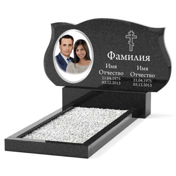 Памятник из гранита горизонтальный для двоих KP-20495