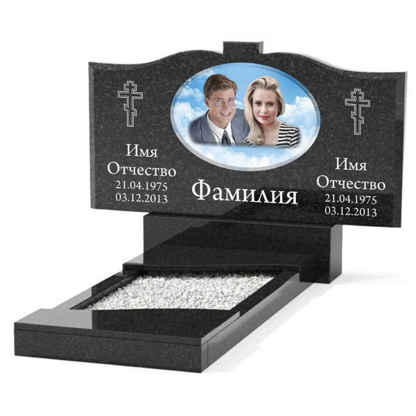Памятник из гранита горизонтальный для двоих KP-20496