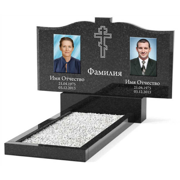 Памятник из гранита горизонтальный для двоих KP-20496
