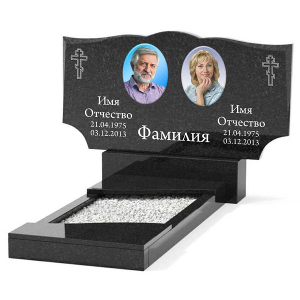 Памятник из гранита горизонтальный для двоих KP-20507
