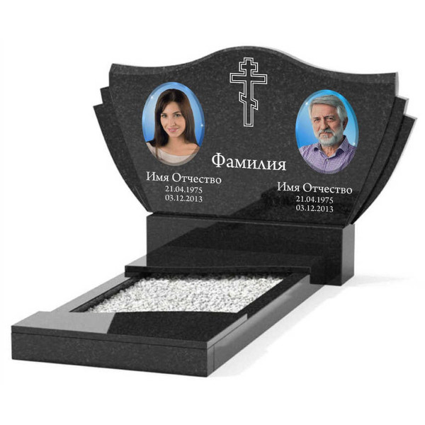 Памятник из гранита горизонтальный для двоих KP-20508