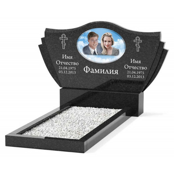 Памятник из гранита горизонтальный для двоих KP-20508