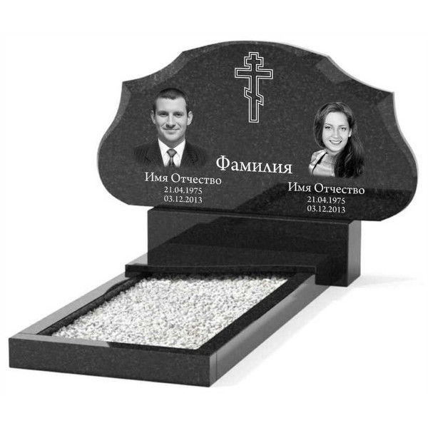 Памятник из гранита горизонтальный для двоих KP-20504