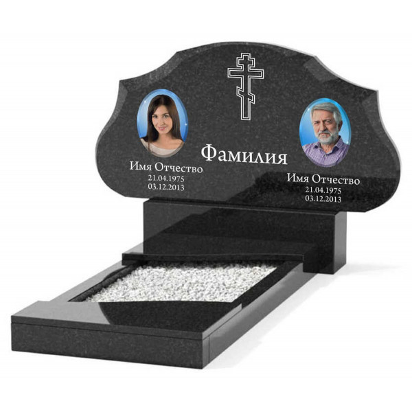 Памятник из гранита горизонтальный для двоих KP-20504