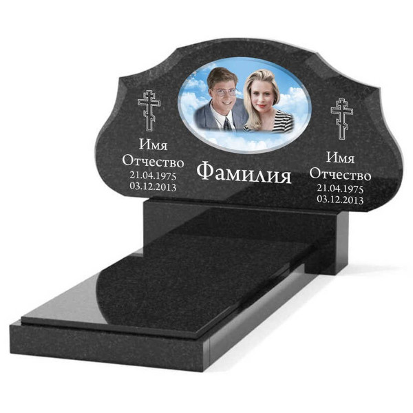 Памятник из гранита горизонтальный для двоих KP-20504