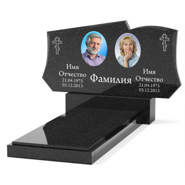 Памятник из гранита горизонтальный для двоих KP-20510