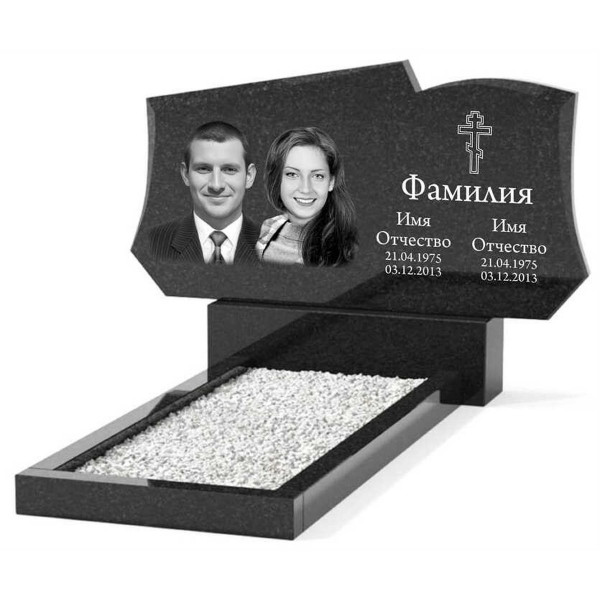 Памятник из гранита горизонтальный для двоих KP-20510