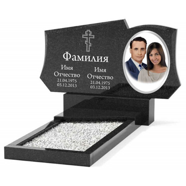 Памятник из гранита горизонтальный для двоих KP-20510