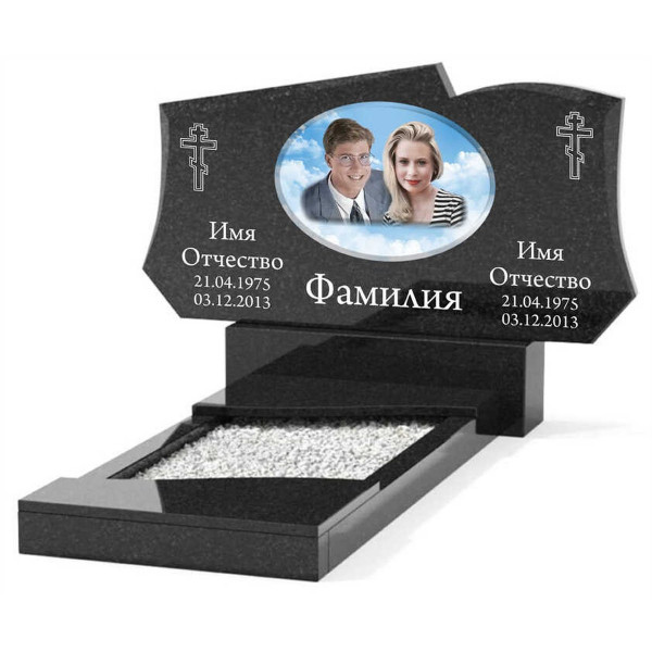 Памятник из гранита горизонтальный для двоих KP-20510