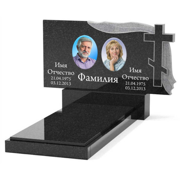 Памятник из гранита горизонтальный для двоих KP-20502
