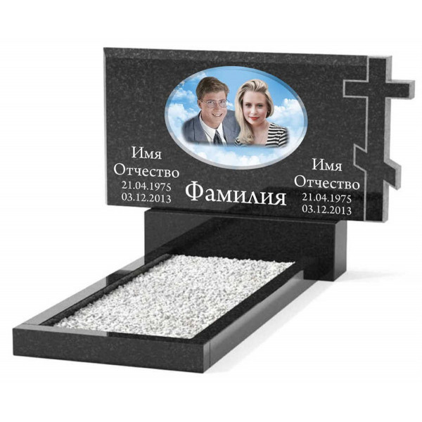 Памятник из гранита горизонтальный для двоих KP-20505