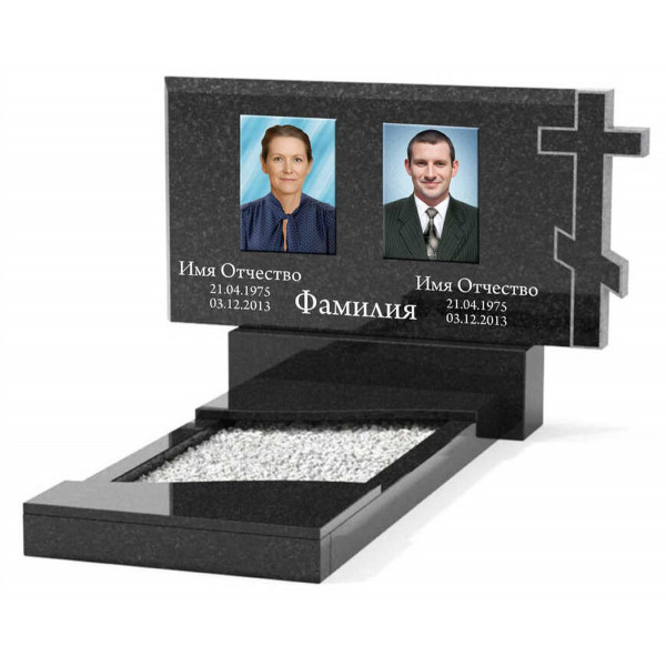 Памятник из гранита горизонтальный для двоих KP-20505